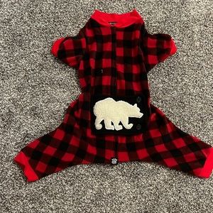 Dog Buffalo plaid flip butt pjs.